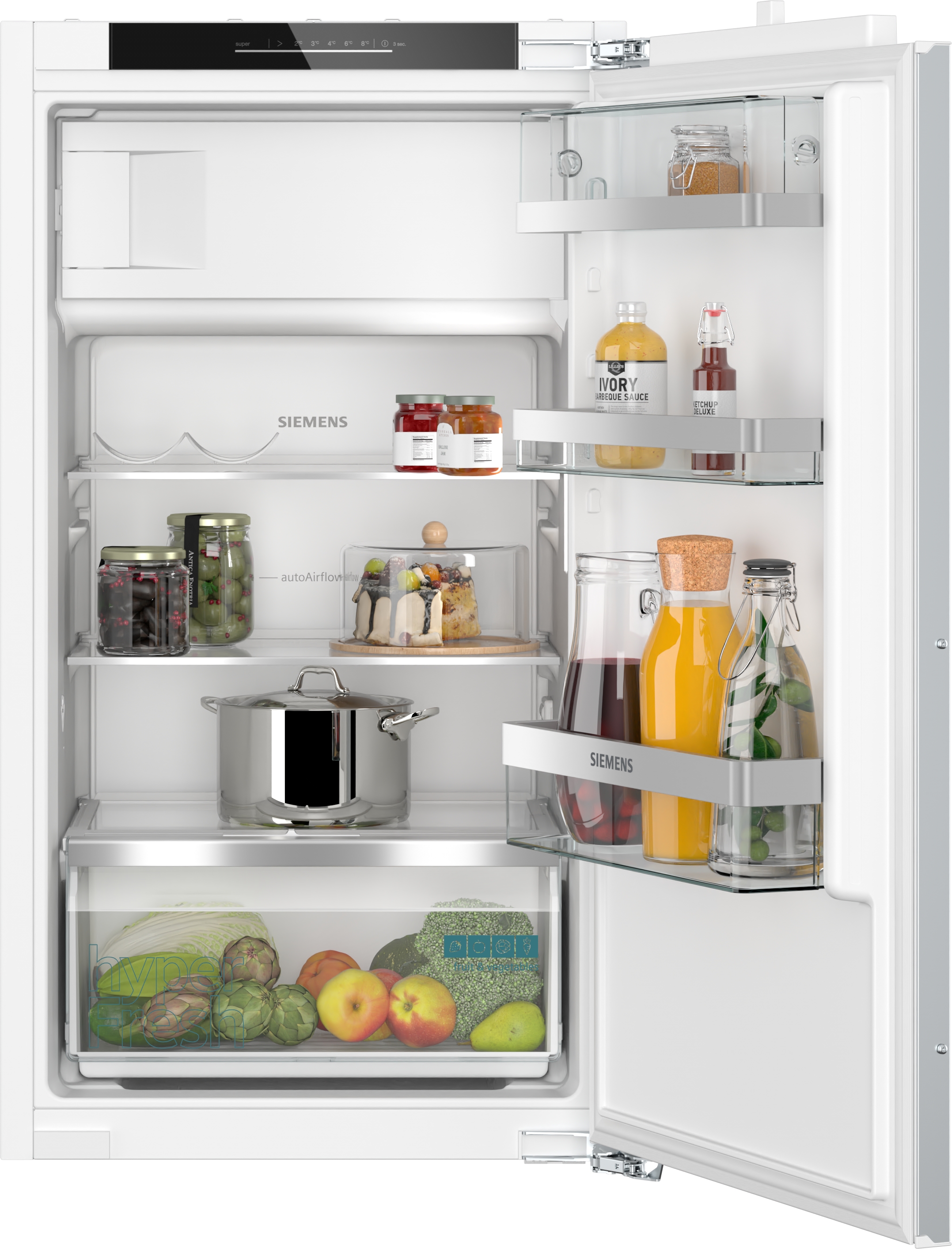 Siemens iQ500, Einbau-Kühlschrank mit Gefrierfach, 102.5 x 56 cm, Flachscharnier mit Softeinzug, KI32LADD1