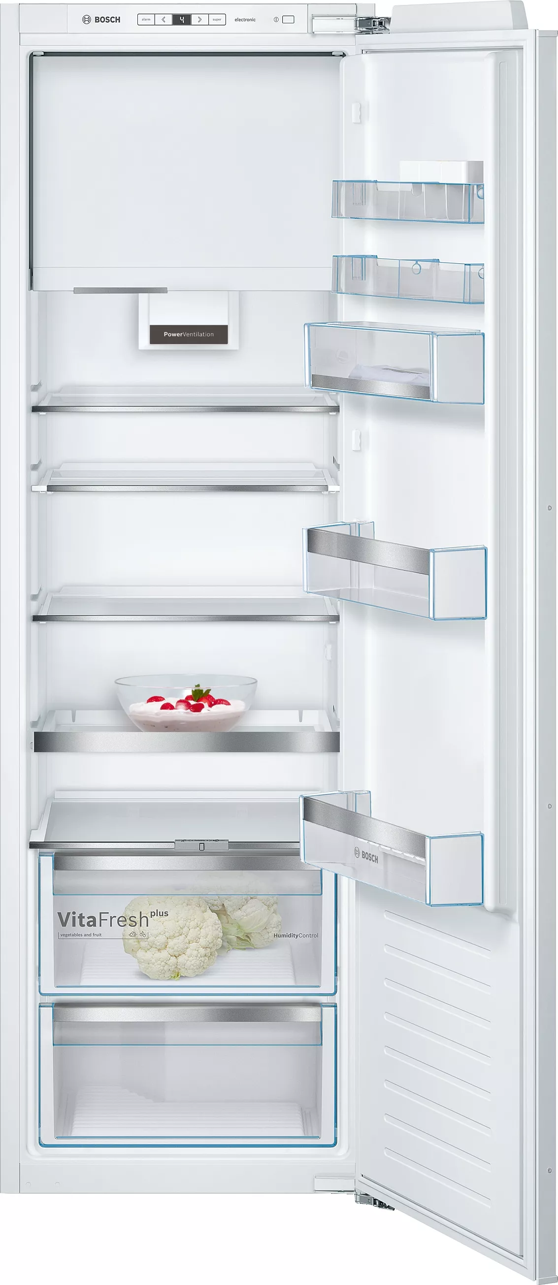 Bosch Serie 6, Einbau-Kühlschrank mit Gefrierfach, 177.5 x 56 cm, Flachscharnier mit Softeinzug, KIL82ADE0