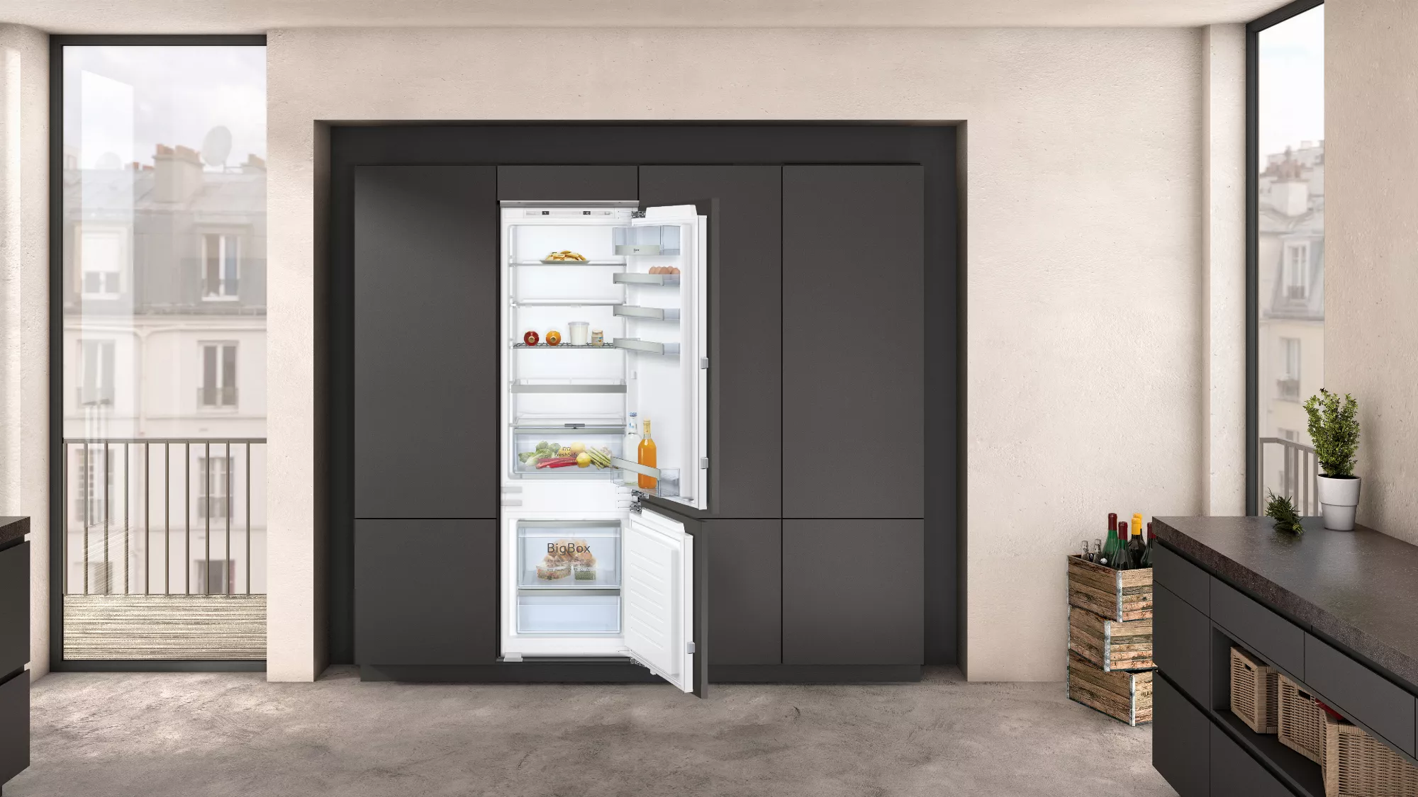 NEFF Einbau Kühlschrank,  KI6873FE0, mit Gefrierfach unten, 177.2 x 55.8 cm, 