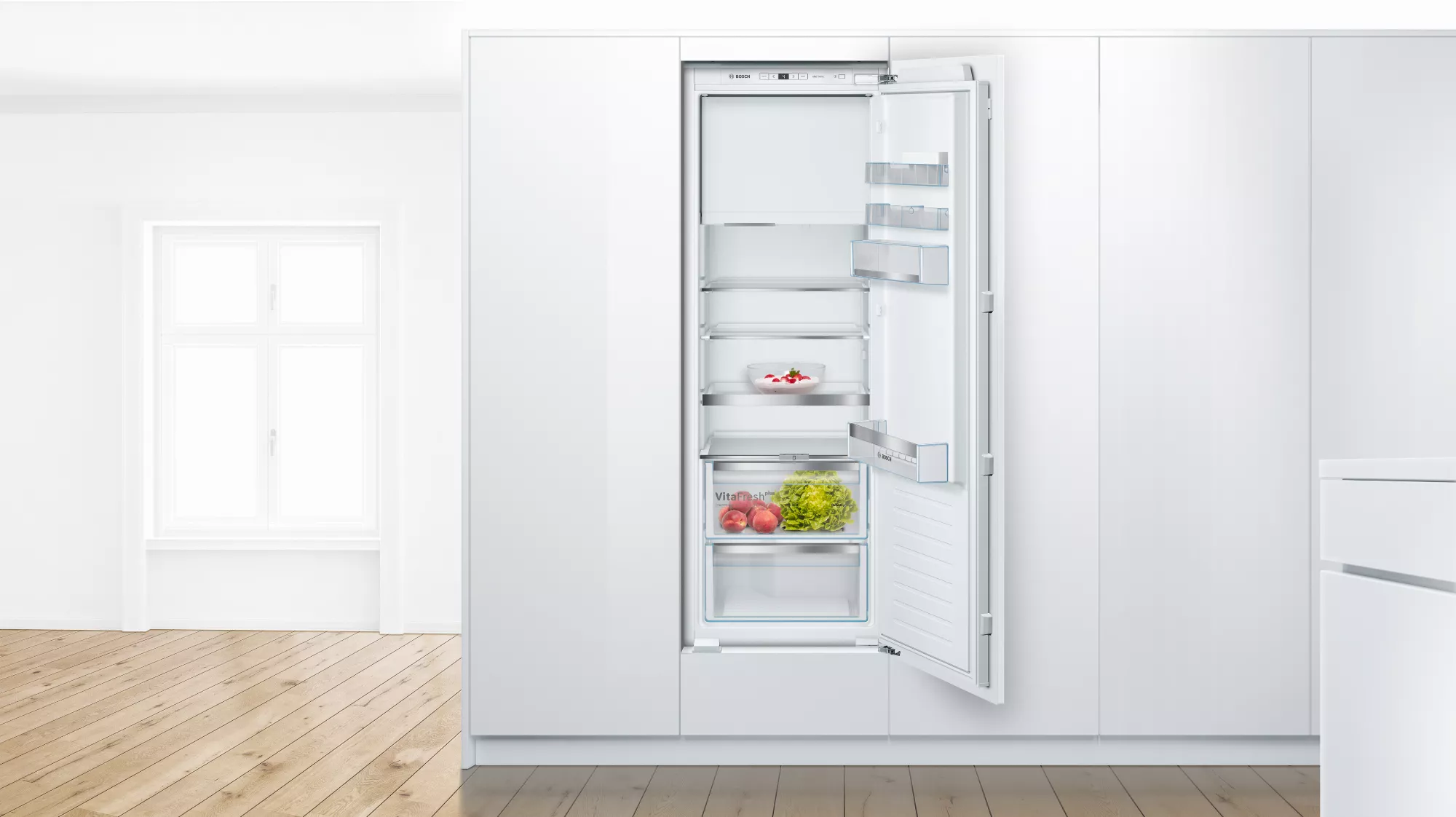 Bosch Serie 6, Einbau-Kühlschrank mit Gefrierfach, 158 x 56 cm, Flachscharnier, KIL72AFE0