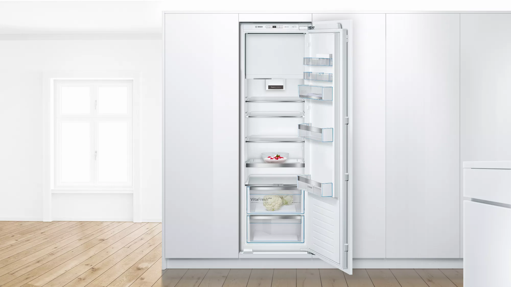 Bosch Serie 6, Einbau-Kühlschrank mit Gefrierfach, 177.5 x 56 cm, Flachscharnier mit Softeinzug, KIL82ADE0