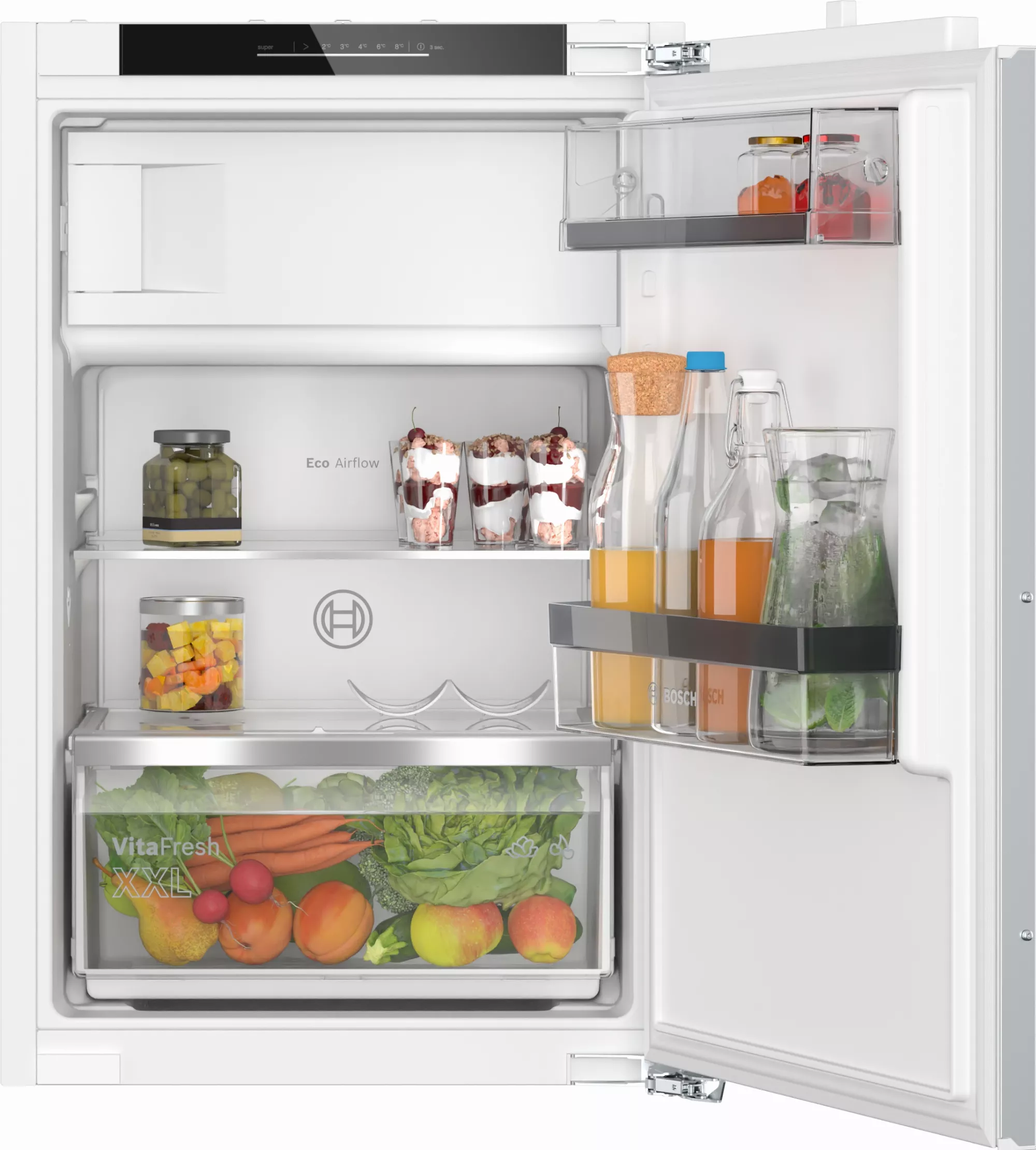 Bosch Serie 6, Einbau-Kühlschrank mit Gefrierfach, 88 x 56 cm, Flachscharnier mit Softeinzug, KIL22ADD1