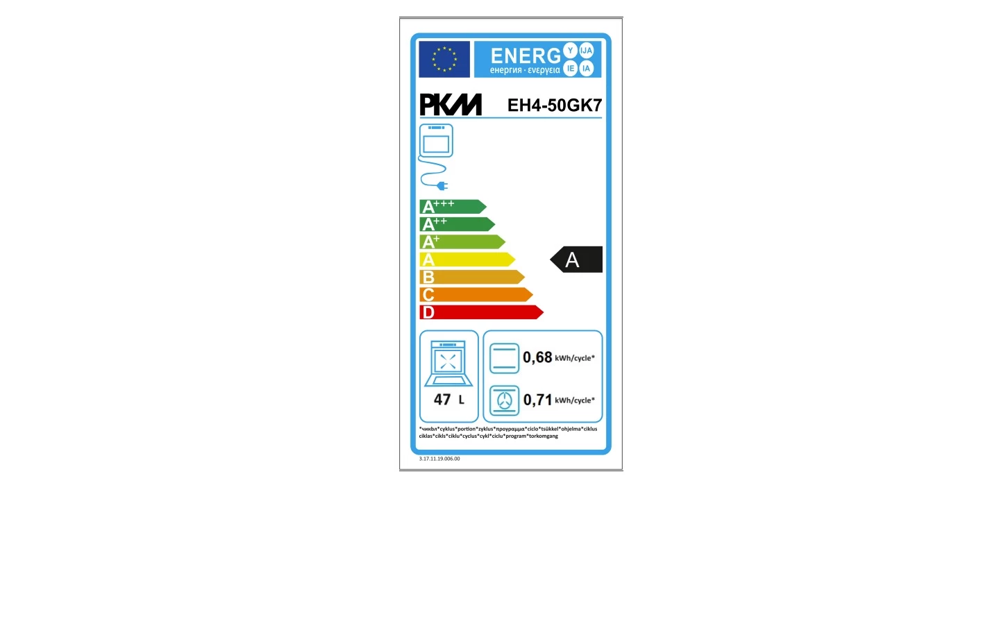 PKM EH 4-50 GK 7 *A* Elektro-Standherd weiß - 50 cm
