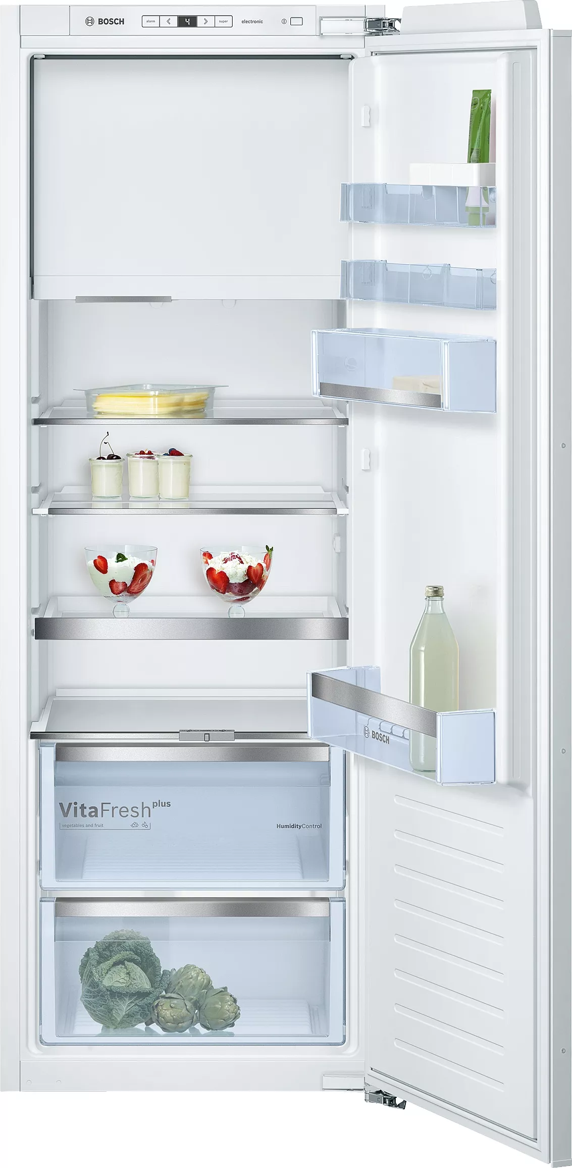 Bosch Serie 6, Einbau-Kühlschrank mit Gefrierfach, 158 x 56 cm, Flachscharnier, KIL72AFE0